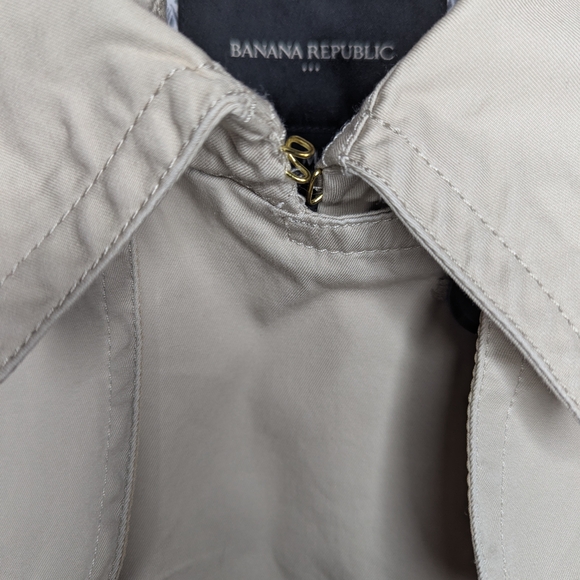 Banana Republic Womens Khaki Classic Double Breasted Belted Trench Coat Medium - Picture 8 of 14